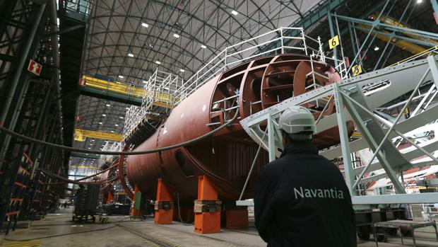 Uno de los submarinos S-80 de la empresa Navantia en construcción