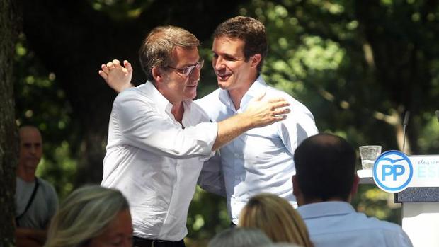 Núñez Feijóo y Casado, durante el acto celebrado en Cerdedo-Cotobade
