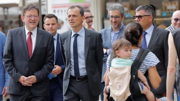 Imagen de Ximo Puig y el ministro Pedro Duque tomada este lunes en Valencia
