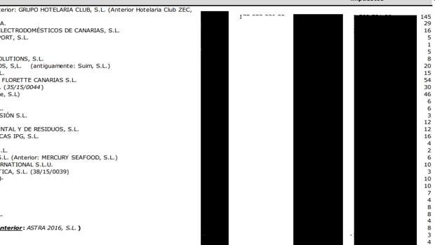 Una de las páginas del documento publicado por la ZEC y donse se han omitido cifras