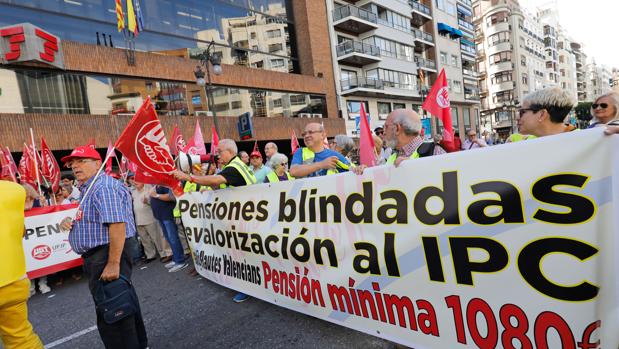 La concentración de jubilados en Valencia, este lunes