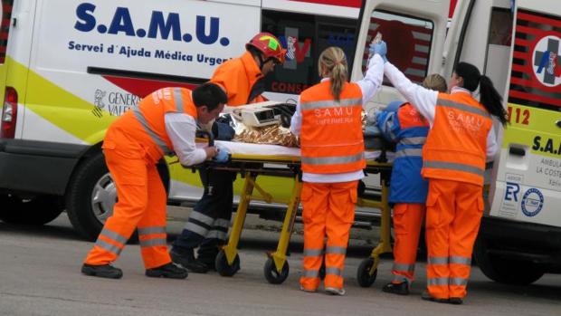 Efectivos del SAMUen un simulacro en Valencia