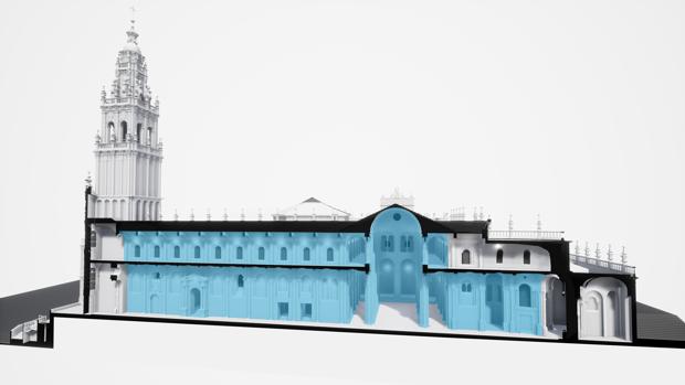 En azul, aquellas zonas de la Catedral de Santiago en las que se actuarÃ¡