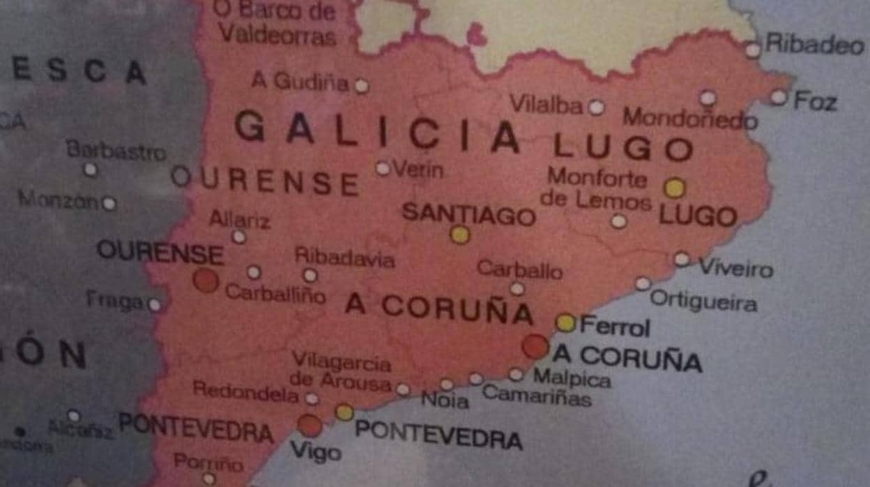 El «surrealista» mapa de España que sitúa a Galicia en Cataluña