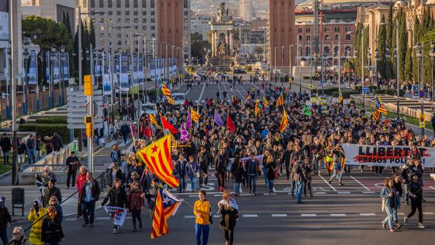 Protesta de los CDR en la plaza España de Barcelona