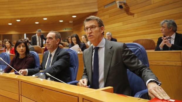 El presidente de la Xunta, Alberto Núñez Feijóo, este miércoles en el Parlamento