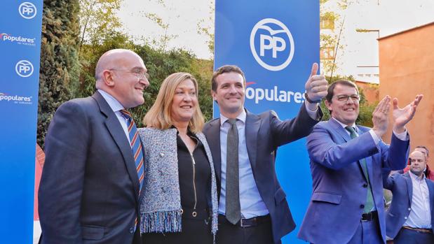 Carnero, Del Olmo, Casado y Fernández Mañueco, durante un acto del PP en Valladolid