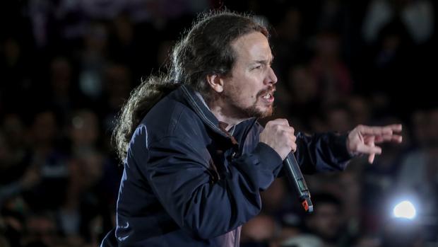 Pablo Iglesias, en el mitin de su reaparición ayer en Madrid