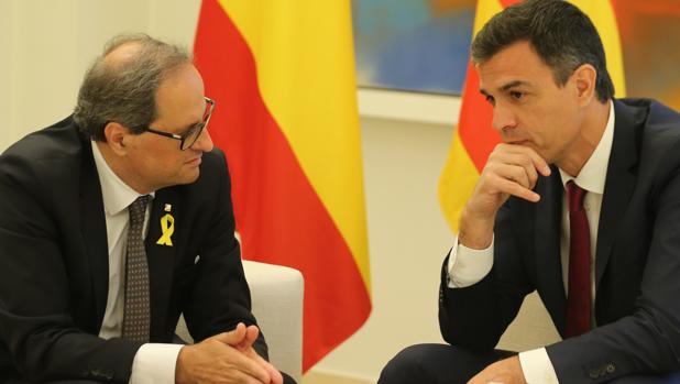 Quim Torra y Pedro Sánchez en el palacio de La Moncloa