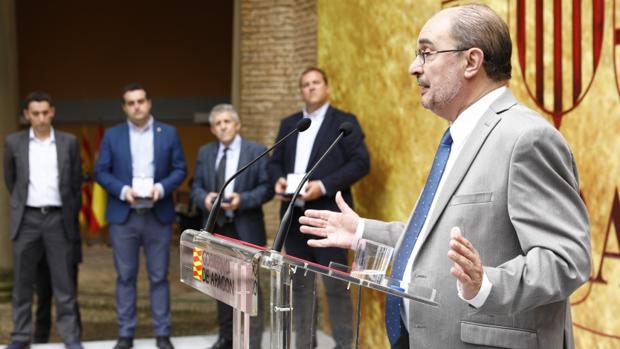Lambán, durante su discurso en la entrega de la Medalla al Mérito Social de Aragón a las organizaciones agrarias