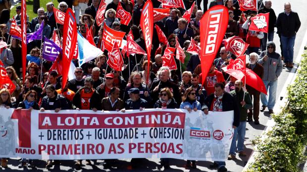 Manifestación central de CCOO y UGT en La Coruña
