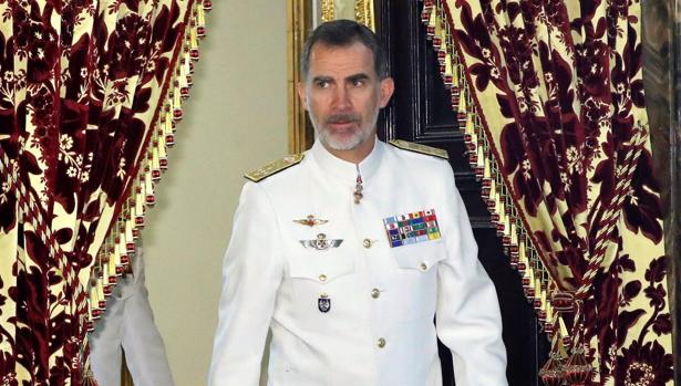 Felipe VI en el Palacio Real, tras recibir en audiencia a grupo de grupo de coroneles y capitanes de navío l