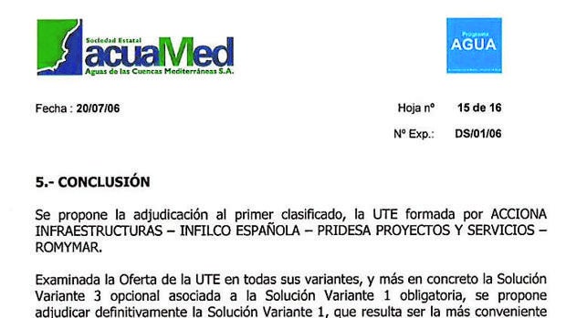 Acuamed: el «modus operandi» de las comisiones de las desaladoras