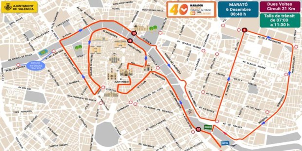 atómico Leer Permanentemente Maratón Valencia 2020: horarios y cortes de tráfico para el domingo 6 de  diciembre