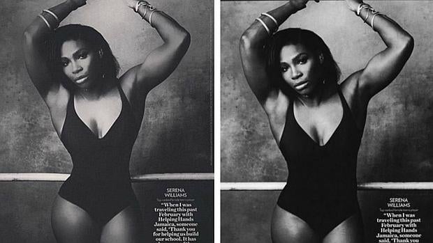 Serena con y sin photoshop