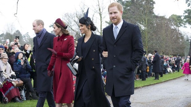 Los Duques de Cambridge y los Duques de Sussex, camino a la iglesia de Santa María Magdalena
