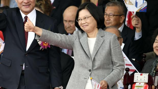 La presidenta Tsai Ing-wen, durante la celebración de la Fiesta Nacional