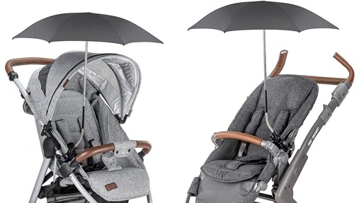 Sombrilla universal para protección solar UV para cochecitos y sillas de paseo con abrazadera de fijación ajustable Sombrilla para bebé 