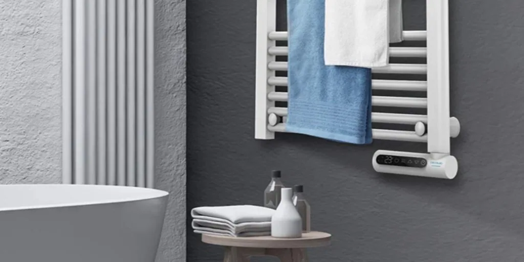 Siete toalleros eléctricos, para secar las toallas y calentar el baño, que  se colocan sin usar