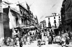 Cartagena (Murcia), 1890. Imagen de una de las calles