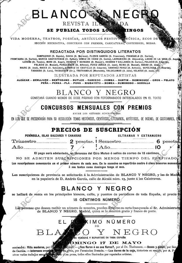 BLANCO Y NEGRO MADRID 10-05-1891 página 2