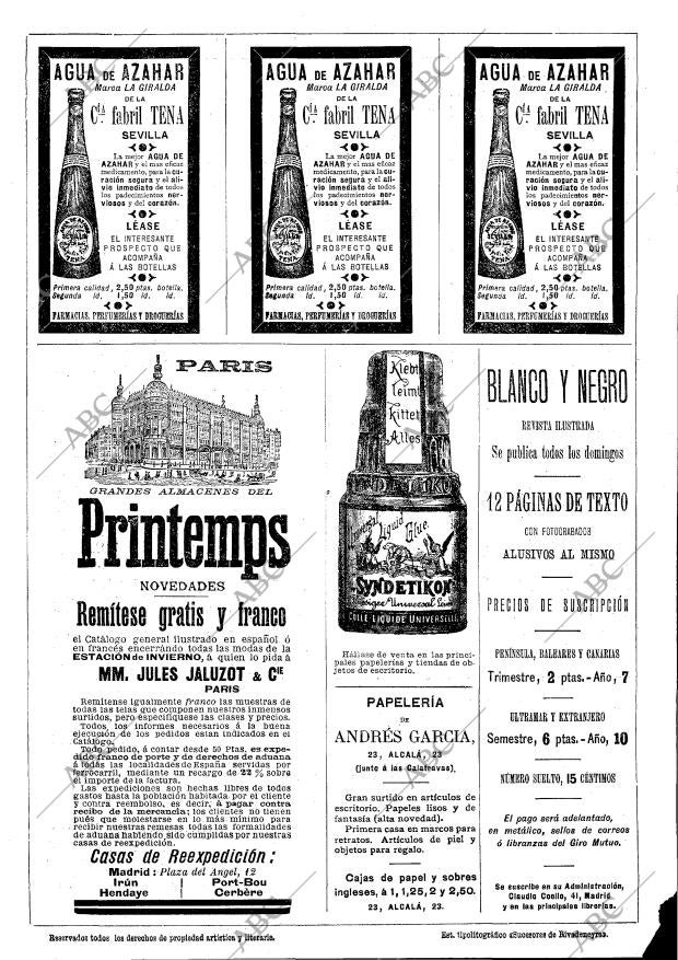 BLANCO Y NEGRO MADRID 25-10-1891 página 16