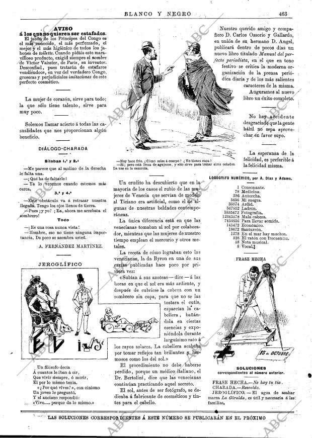 BLANCO Y NEGRO MADRID 22-11-1891 página 15