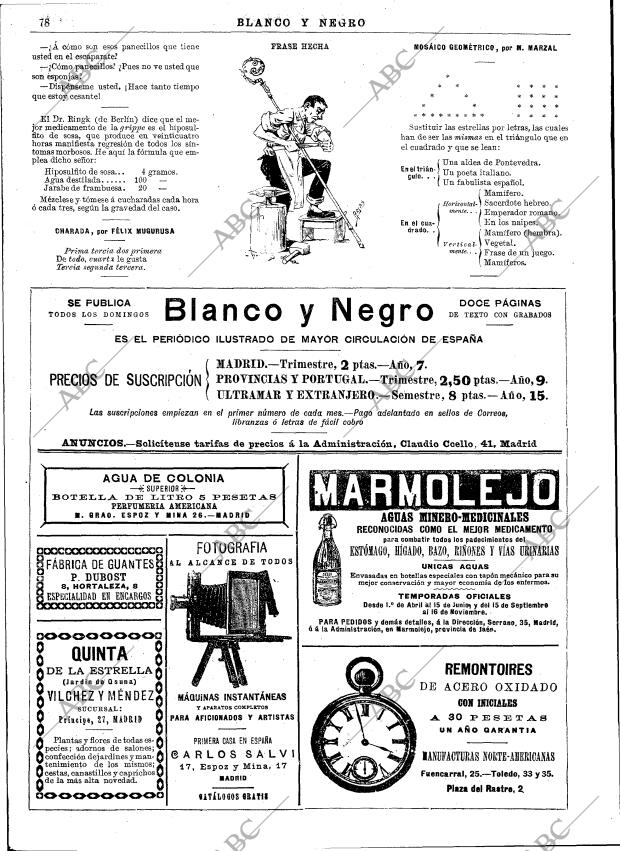 BLANCO Y NEGRO MADRID 31-01-1892 página 14