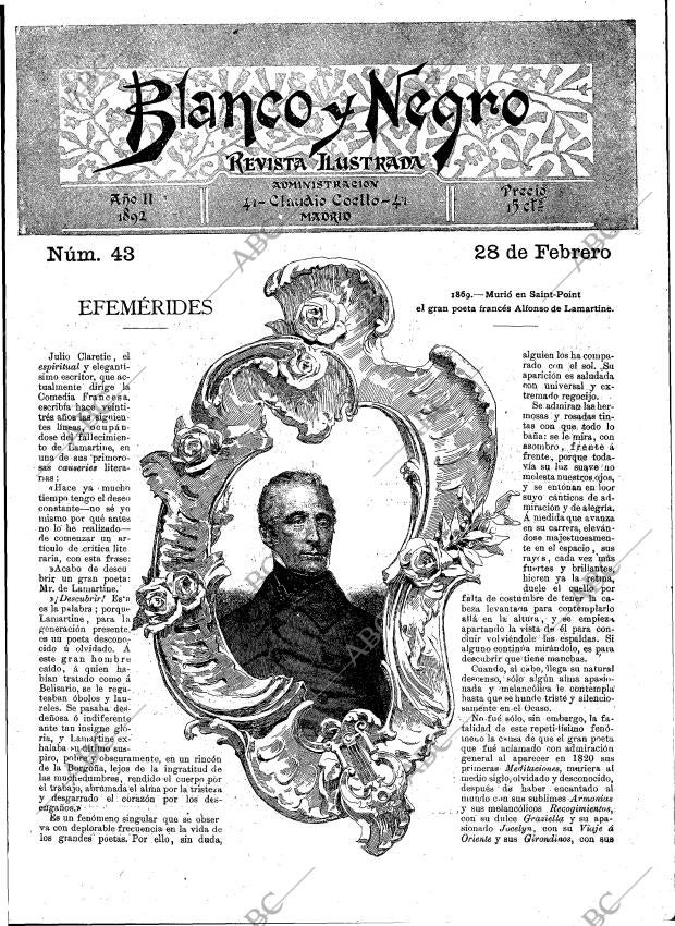 BLANCO Y NEGRO MADRID 28-02-1892 página 1