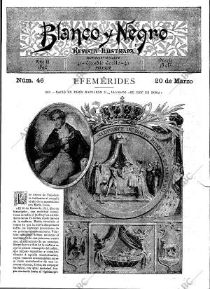 BLANCO Y NEGRO MADRID 20-03-1892 página 1