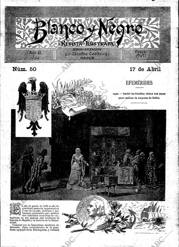 BLANCO Y NEGRO MADRID 17-04-1892 página 1