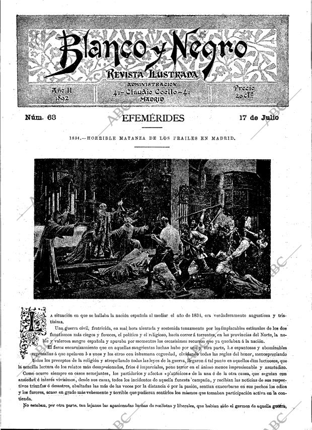 BLANCO Y NEGRO MADRID 17-07-1892 página 1