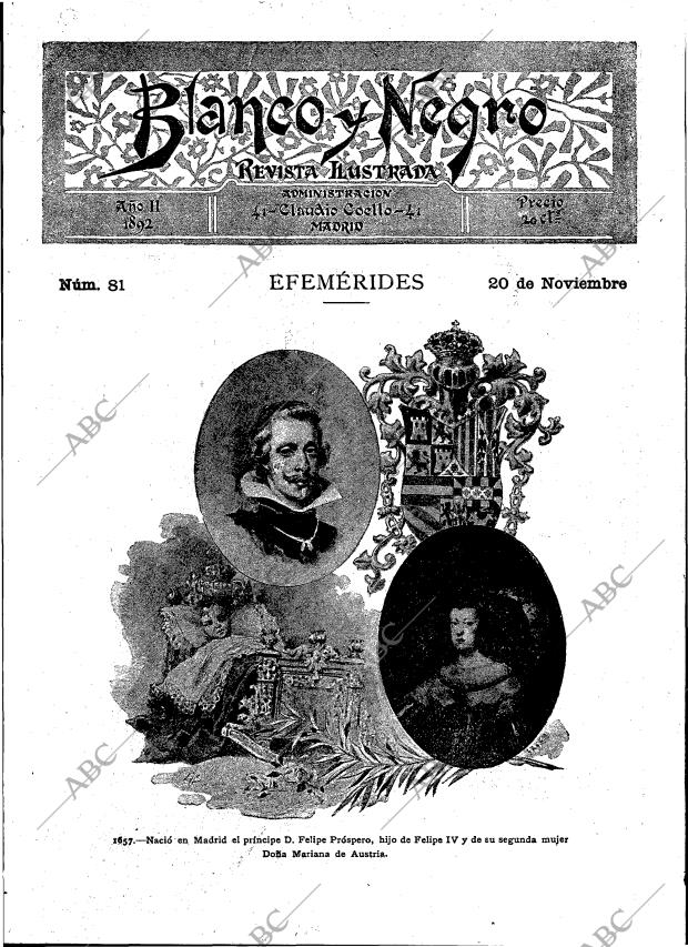 BLANCO Y NEGRO MADRID 20-11-1892 página 1