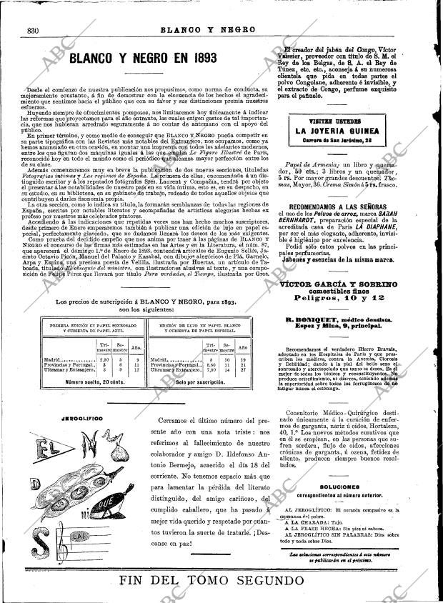 BLANCO Y NEGRO MADRID 25-12-1892 página 14