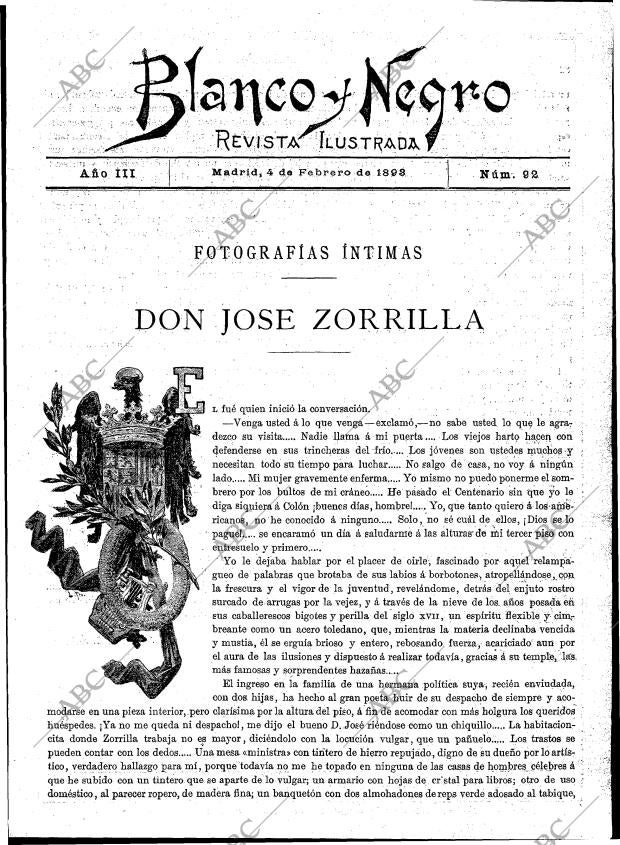 BLANCO Y NEGRO MADRID 23-01-1893 página 1