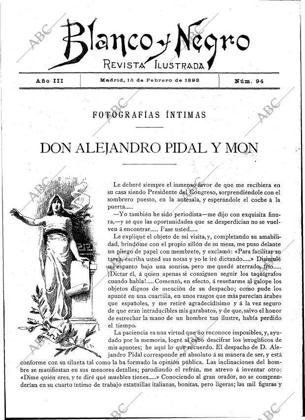 BLANCO Y NEGRO MADRID 18-02-1893 página 1