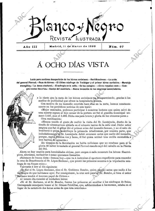 BLANCO Y NEGRO MADRID 11-03-1893 página 1