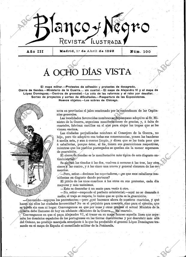 BLANCO Y NEGRO MADRID 01-04-1893 página 1