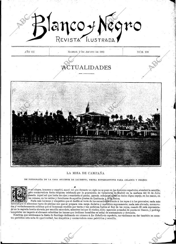 BLANCO Y NEGRO MADRID 05-08-1893 página 1