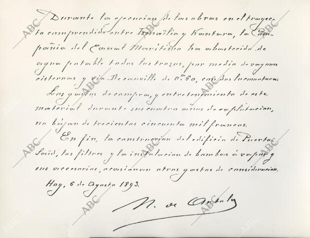 Carta de Nemesio Artola ilustrativa de que la construcción de la nueva vía de...