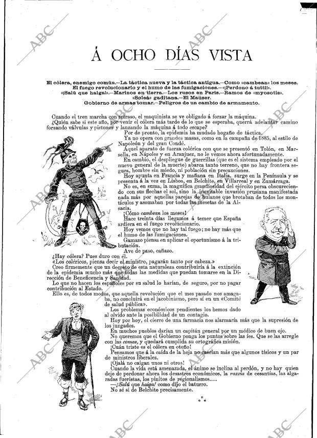 Periódico BLANCO Y NEGRO MADRID 23-09-1893,portada -