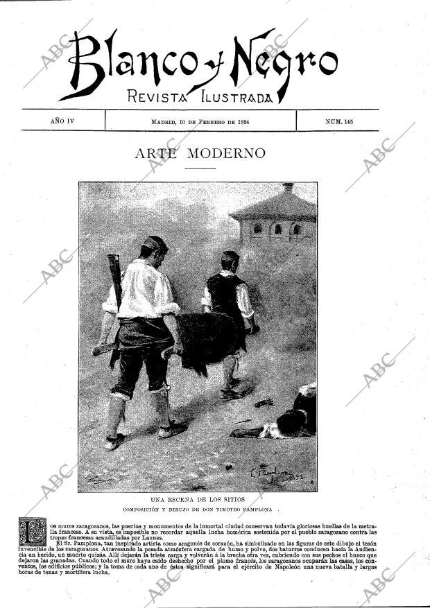 BLANCO Y NEGRO MADRID 10-02-1894 página 1