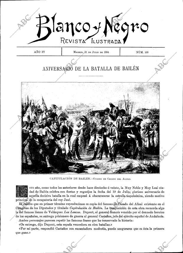 BLANCO Y NEGRO MADRID 21-07-1894 página 1