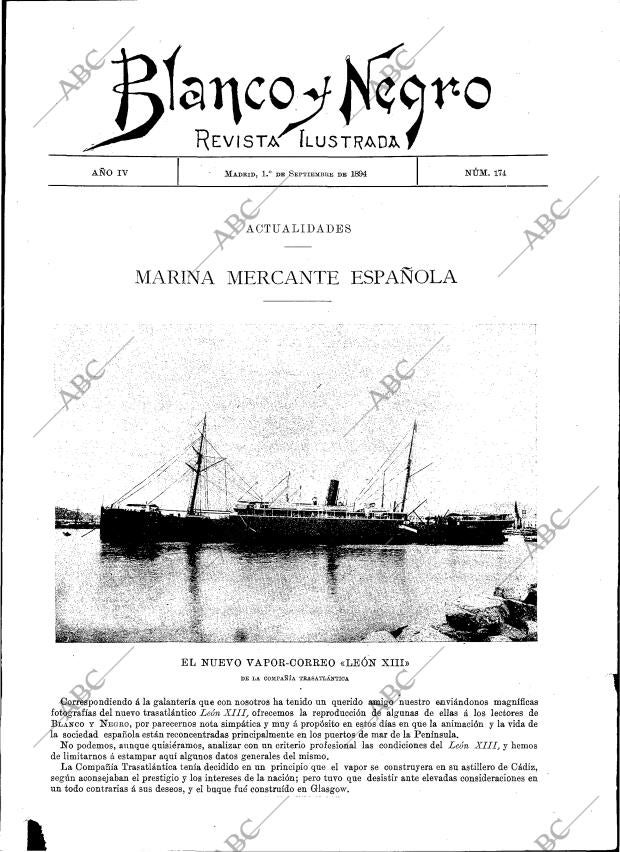 BLANCO Y NEGRO MADRID 01-09-1894 página 1