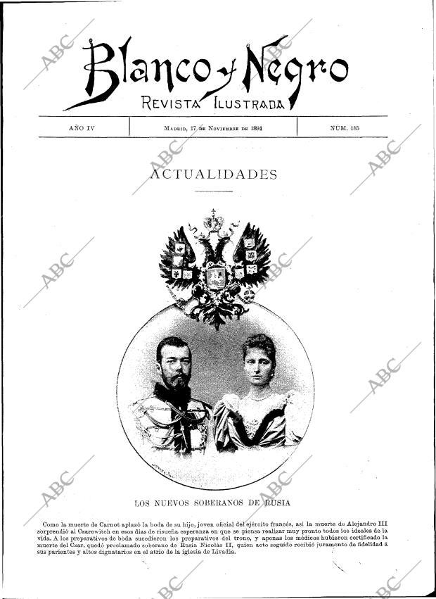 BLANCO Y NEGRO MADRID 17-11-1894 página 1