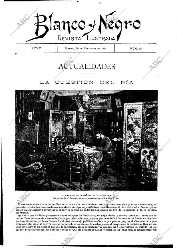 BLANCO Y NEGRO MADRID 30-11-1895 página 1