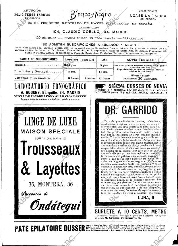 BLANCO Y NEGRO MADRID 08-01-1898 página 20