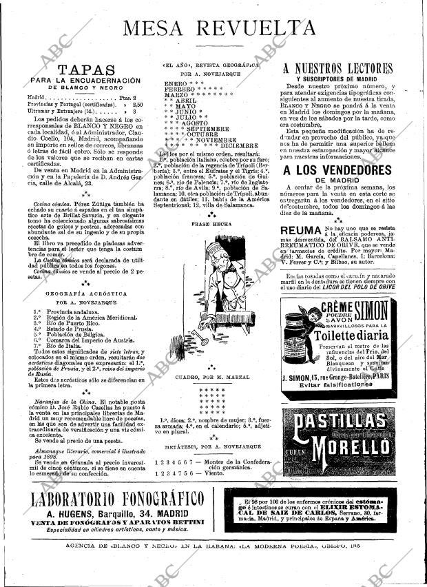 BLANCO Y NEGRO MADRID 15-01-1898 página 17