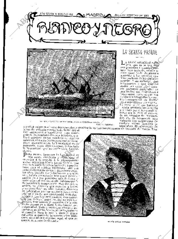 BLANCO Y NEGRO MADRID 08-02-1903 página 1