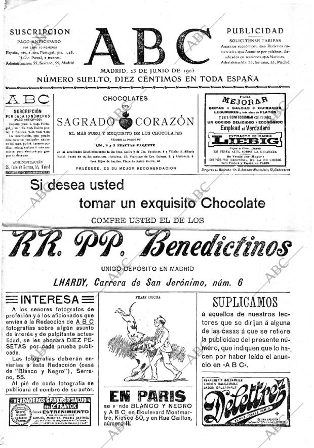 ABC MADRID 23-06-1903 página 1